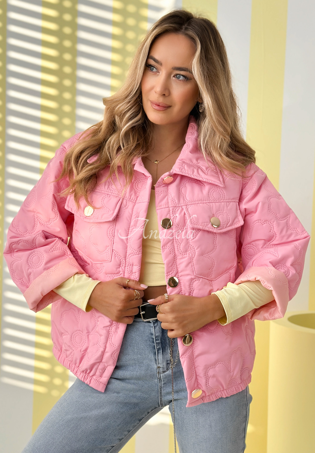 Spring Sings short quilted jacket in pink
