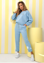 Viscose tracksuit set, butter-colored sweatshirt and pants, Better Now, blue