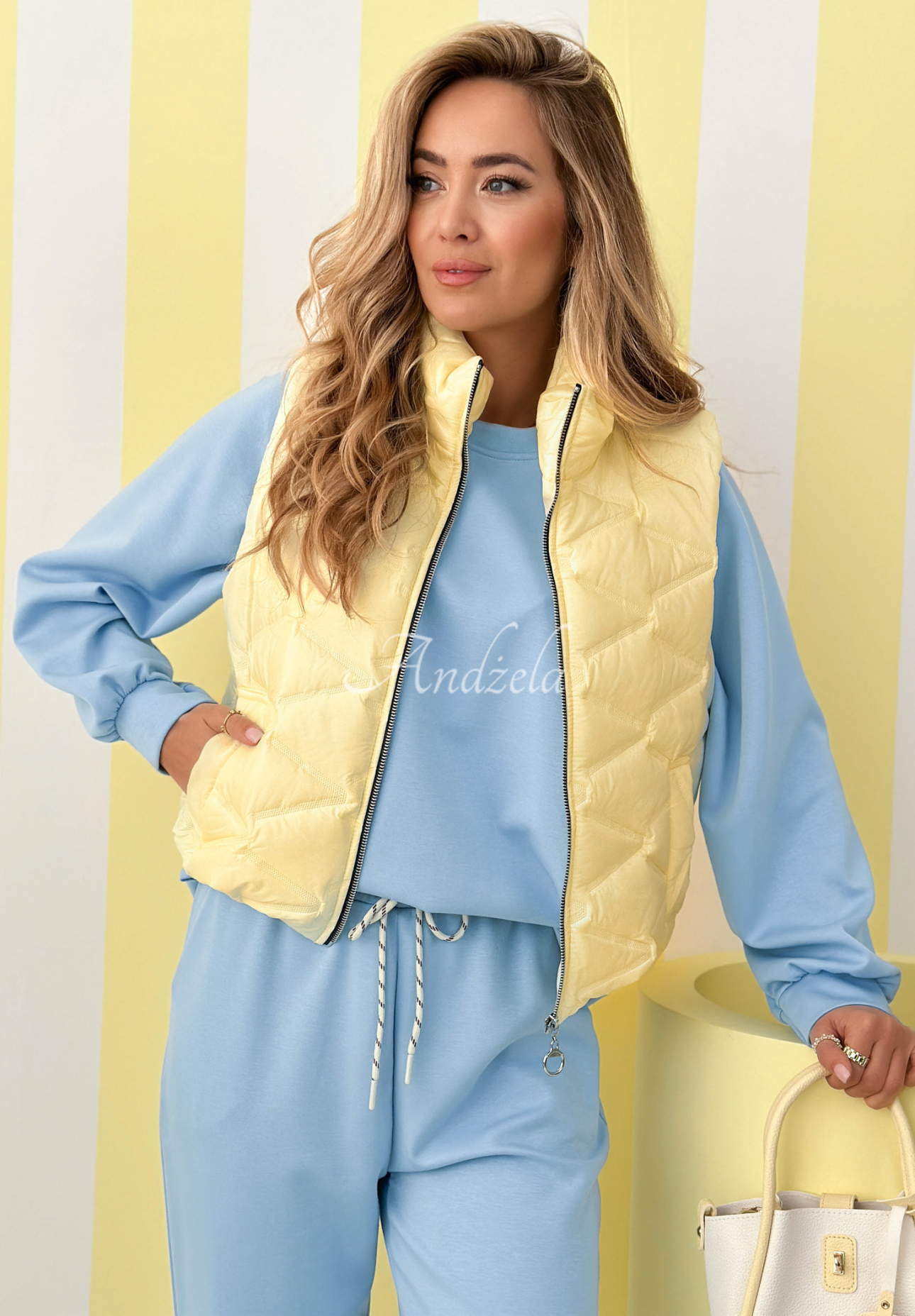 Short quilted vest Spring Cloud yellow 