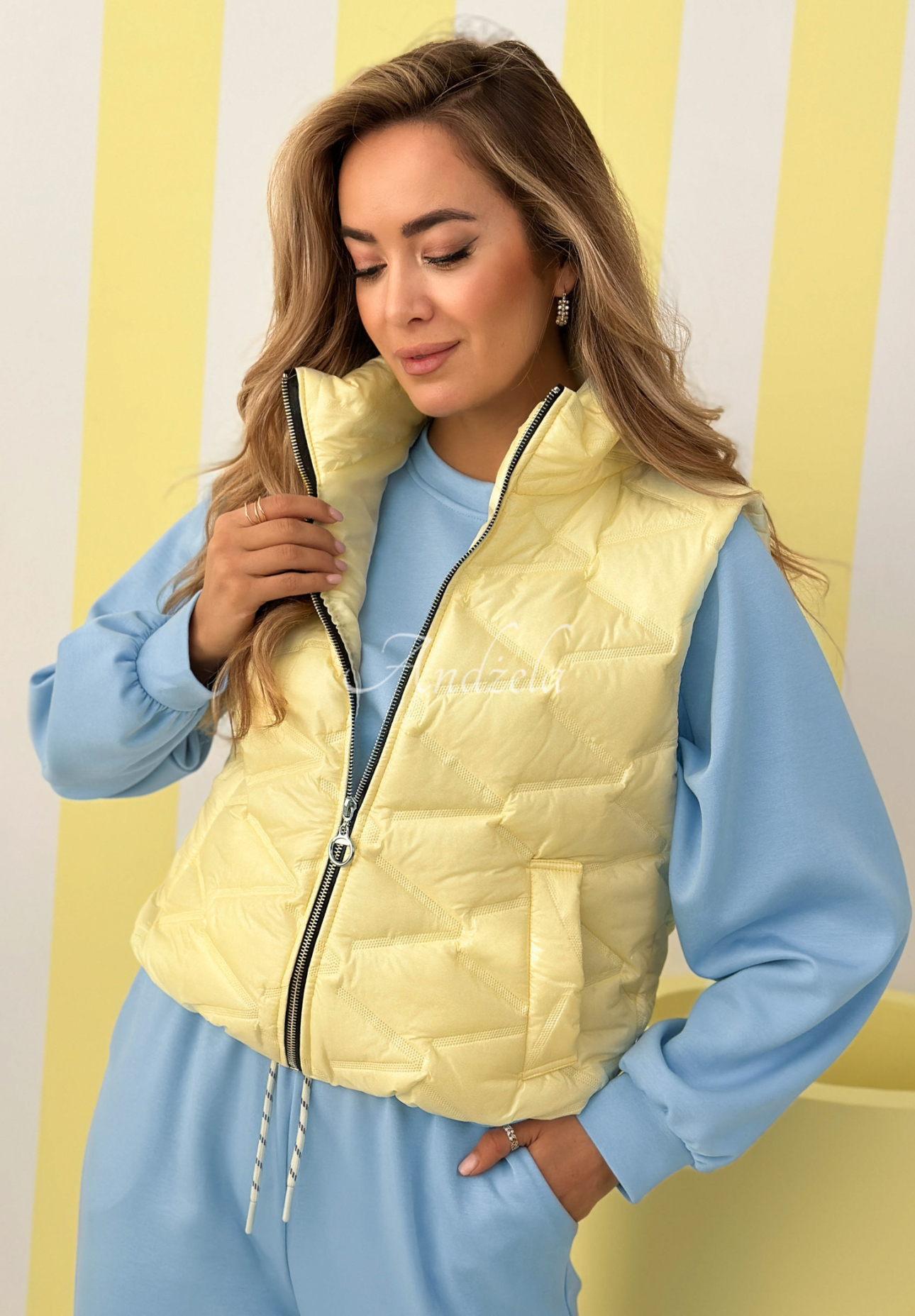 Short quilted vest Spring Cloud yellow 