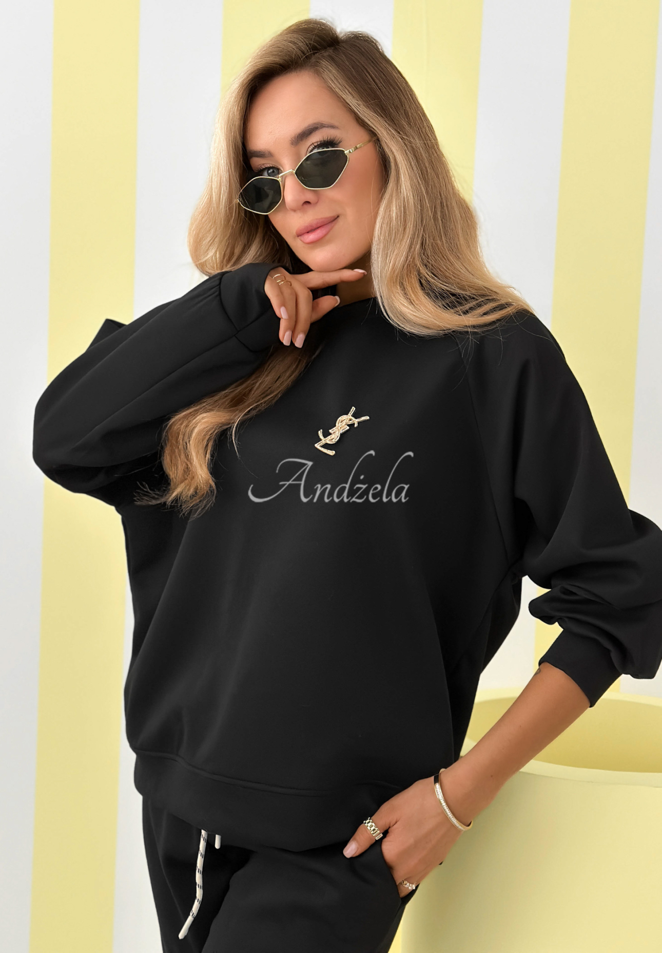 Wiskozowy komplet dresowy masełko bluza i spodnie Better Now czarny