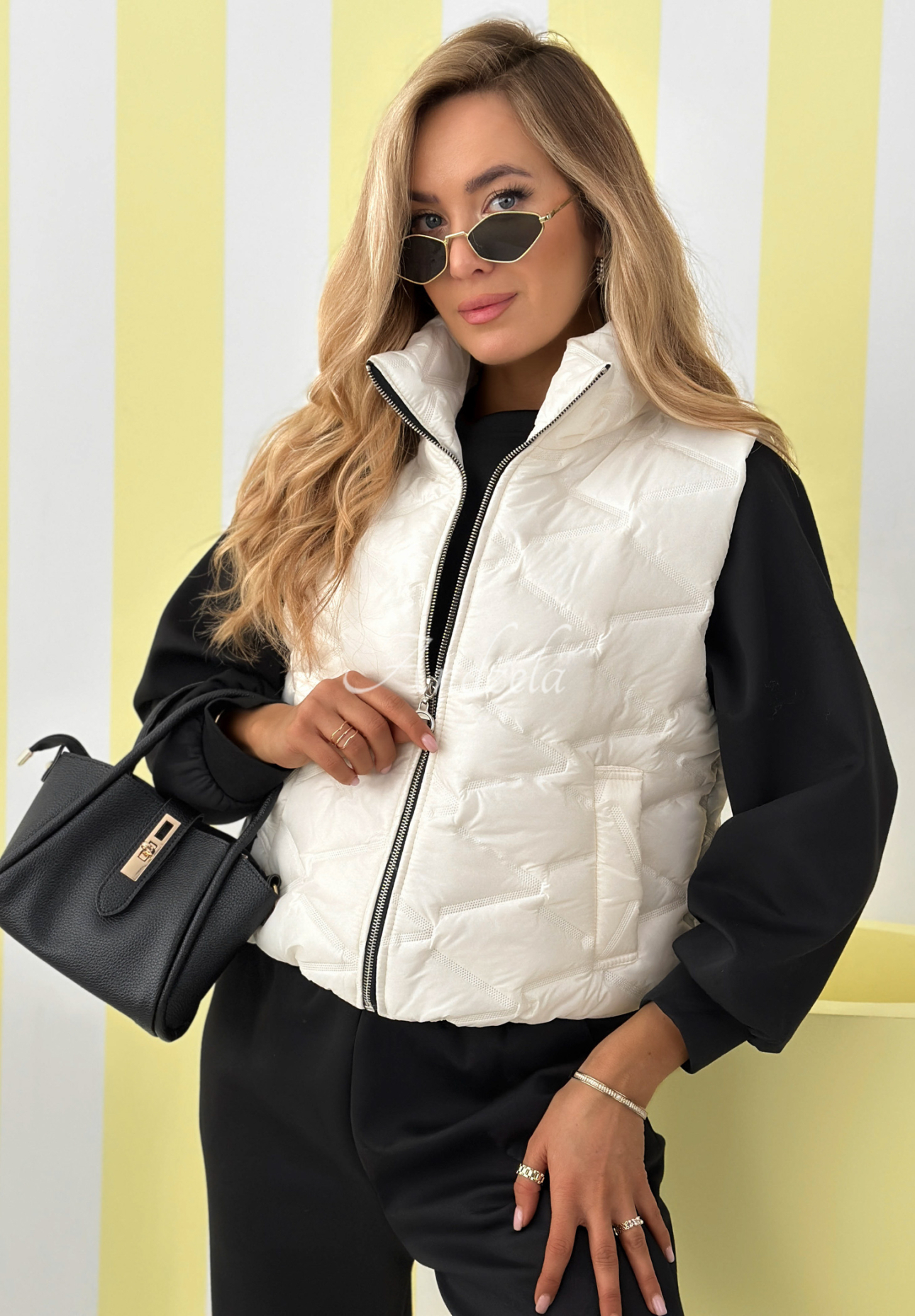 Krótka pikowana kamizelka Spring Cloud ecru