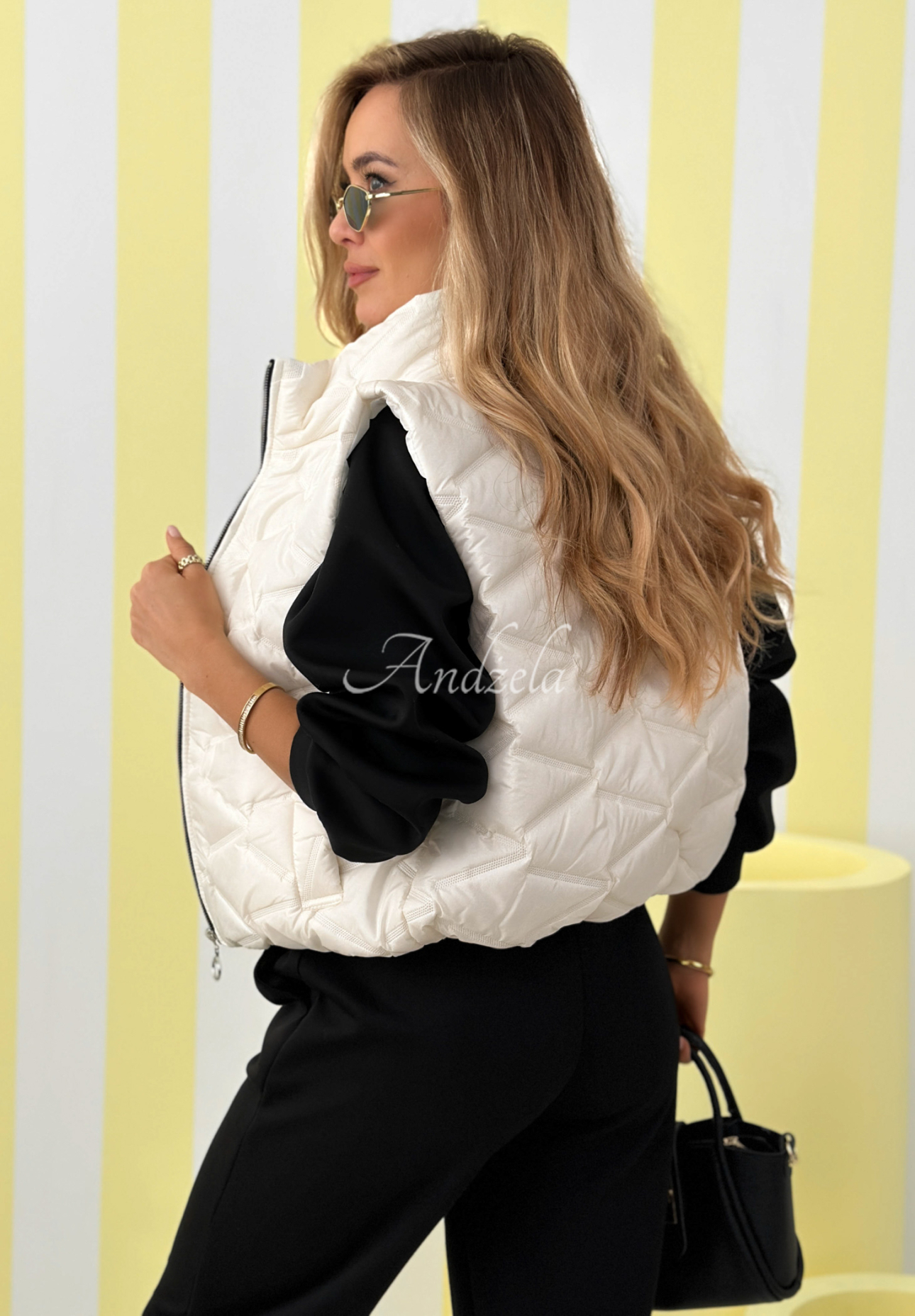 Short quilted vest Spring Cloud ecru