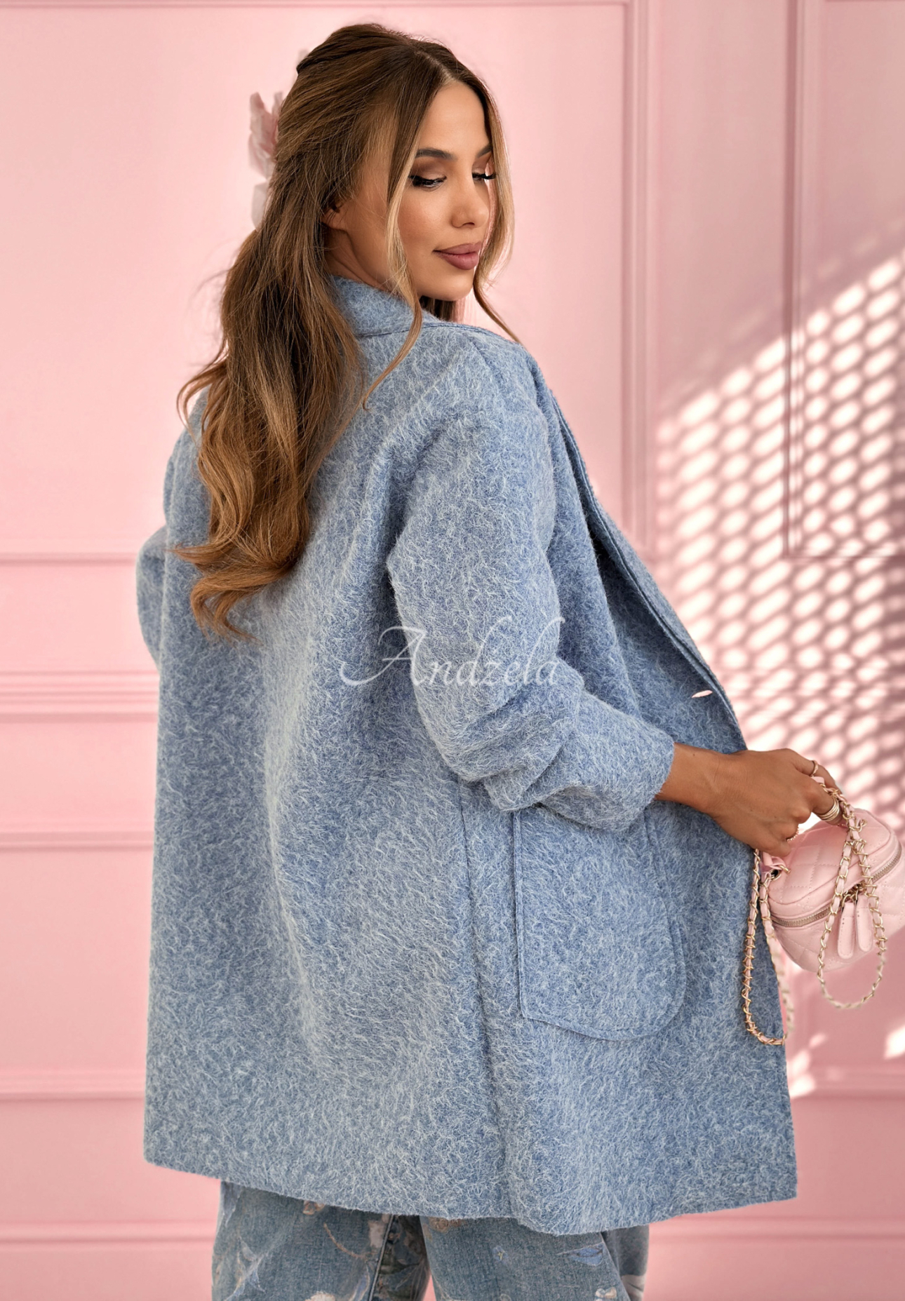 Long coat with collar The March Winds sky blue