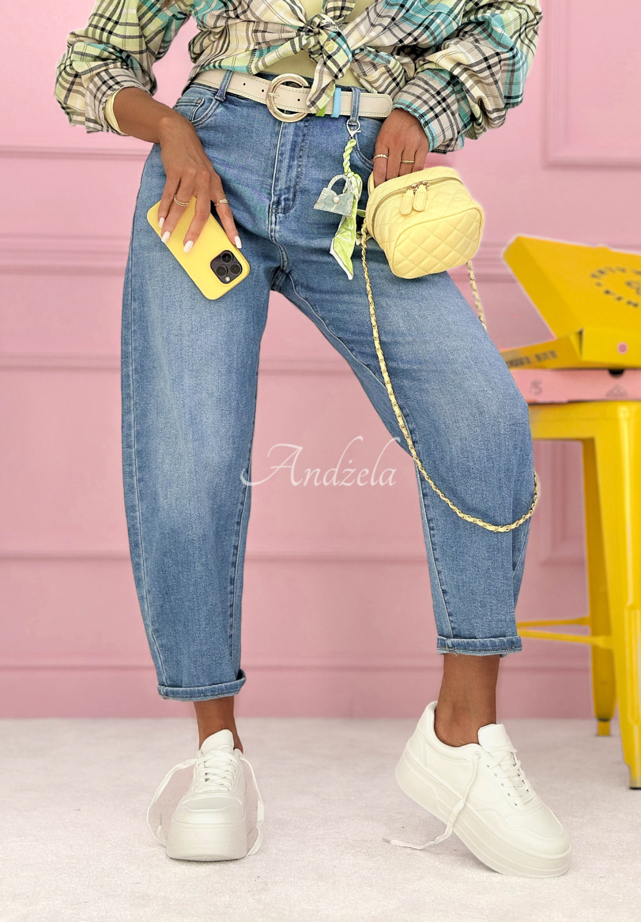 Spodnie jeansowe balloon Just Passing Through jasnoniebieskie