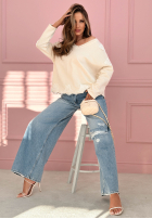 Bawełniana bluzka z koronką Softness And Lace ecru