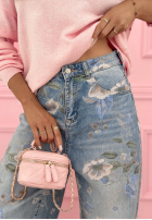 Spodnie jeansowe mom fit w kwiecisty print Take Your Time niebieskie