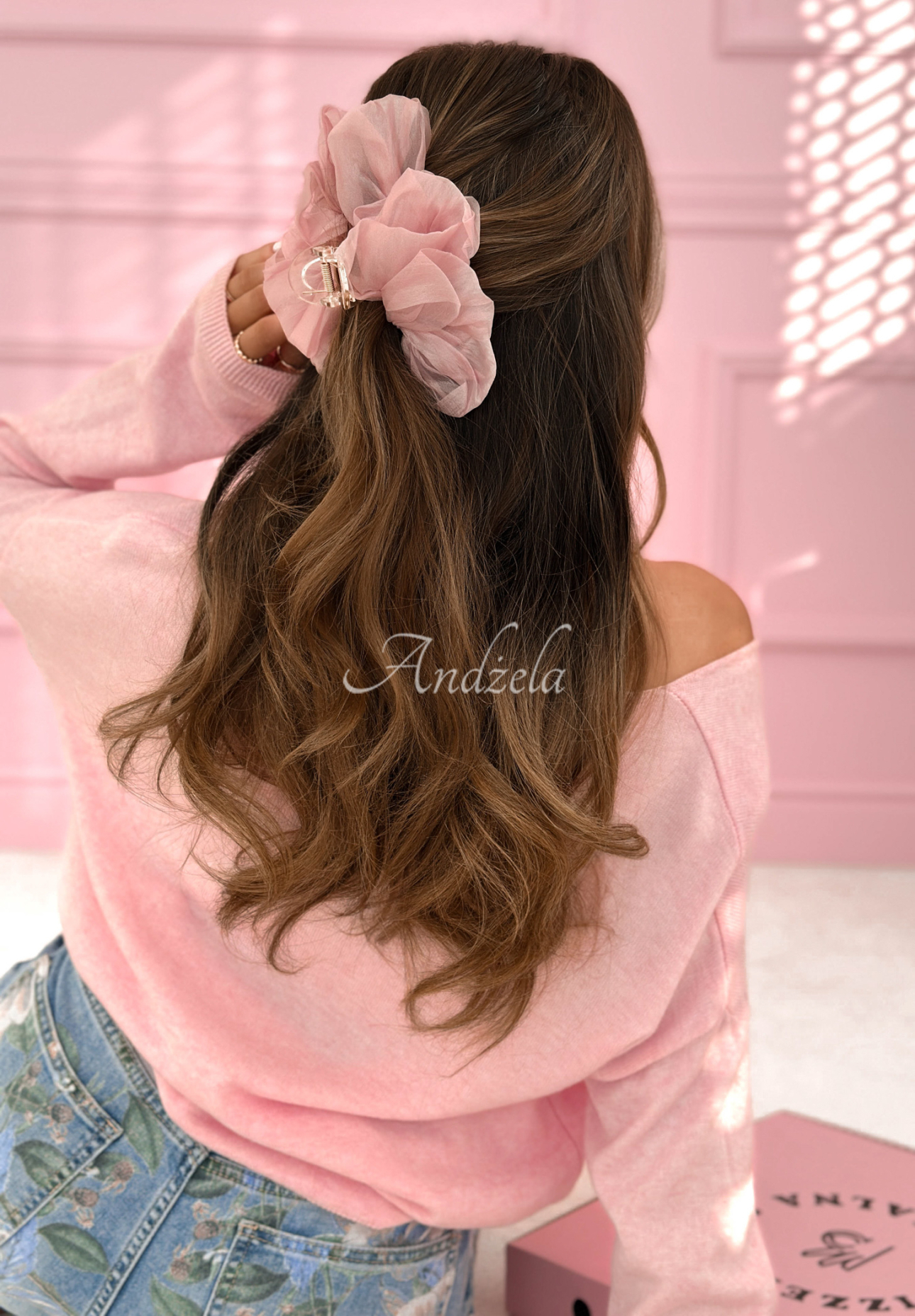 Tulle hair clip with bow Fairy Tale Romance pink
