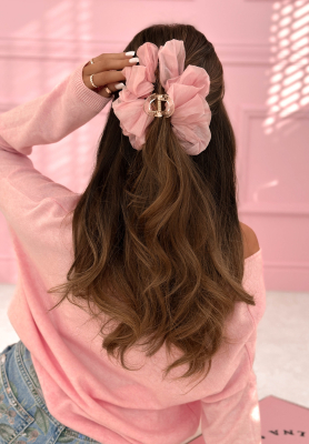 Tulle hair clip with bow Fairy Tale Romance pink