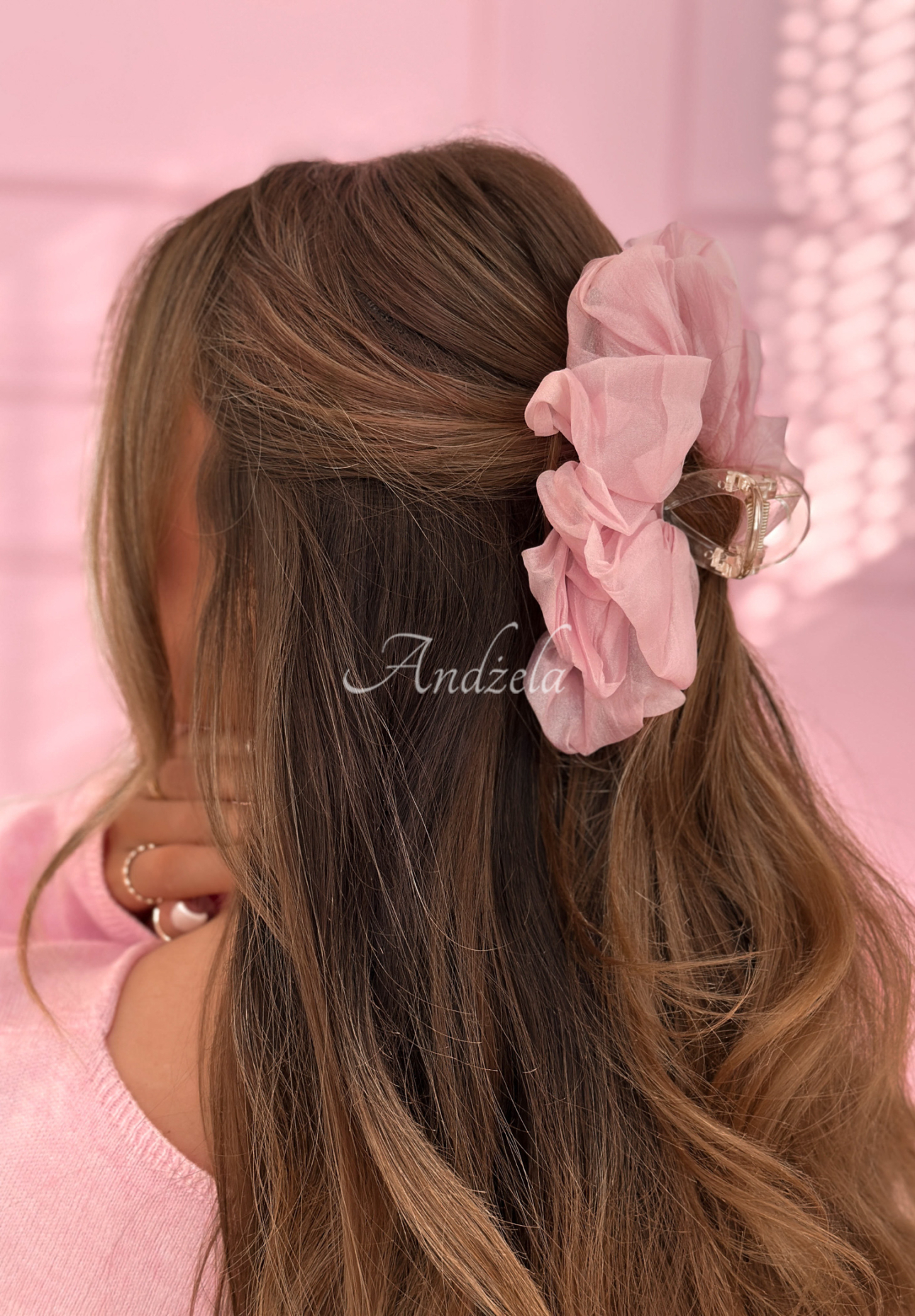 Tulle hair clip with bow Fairy Tale Romance pink
