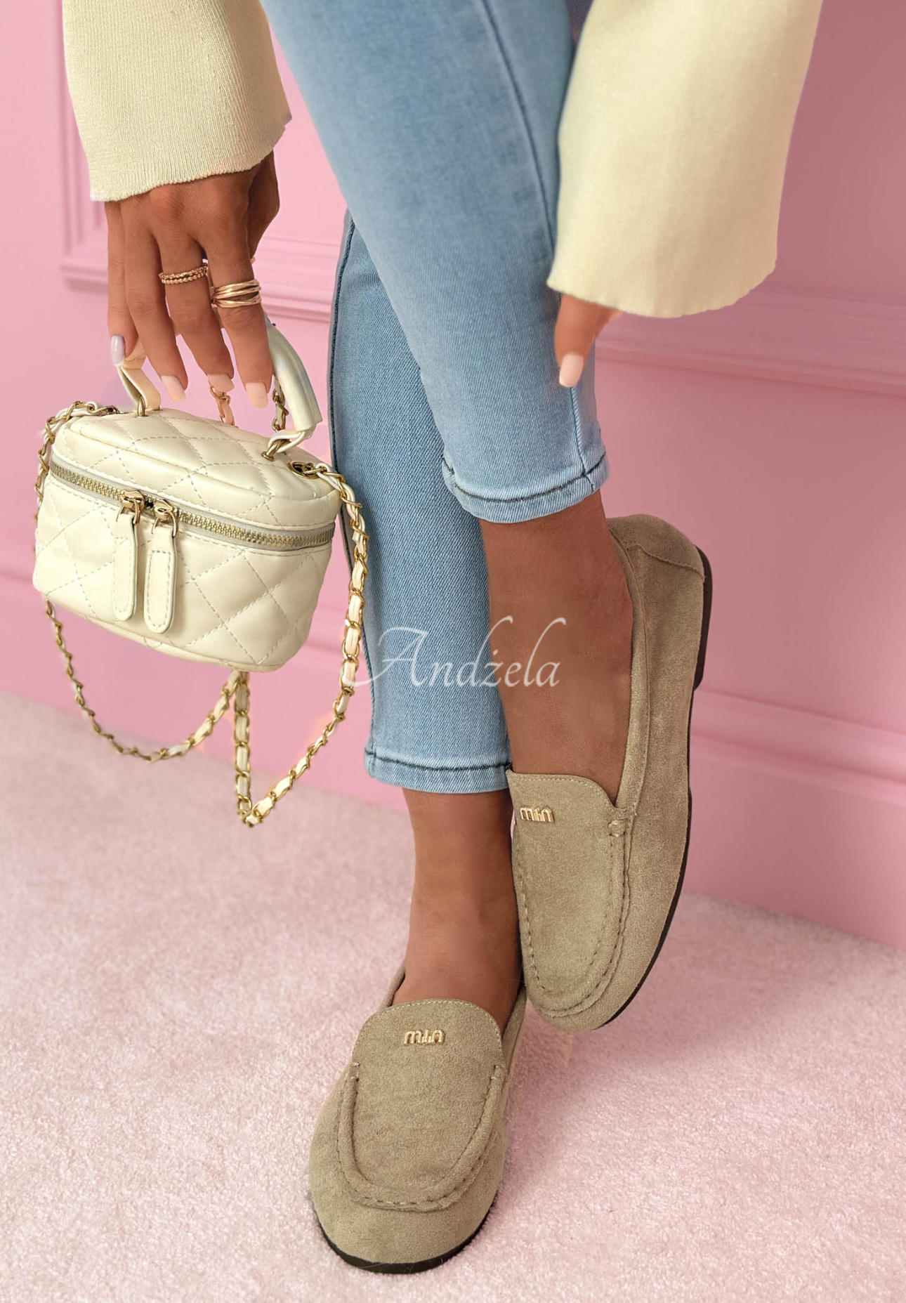 Smile Of Light beige suede moccasins