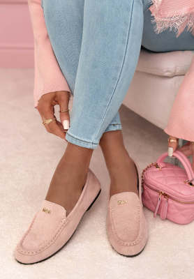 Smile Of Light powder pink suede moccasins