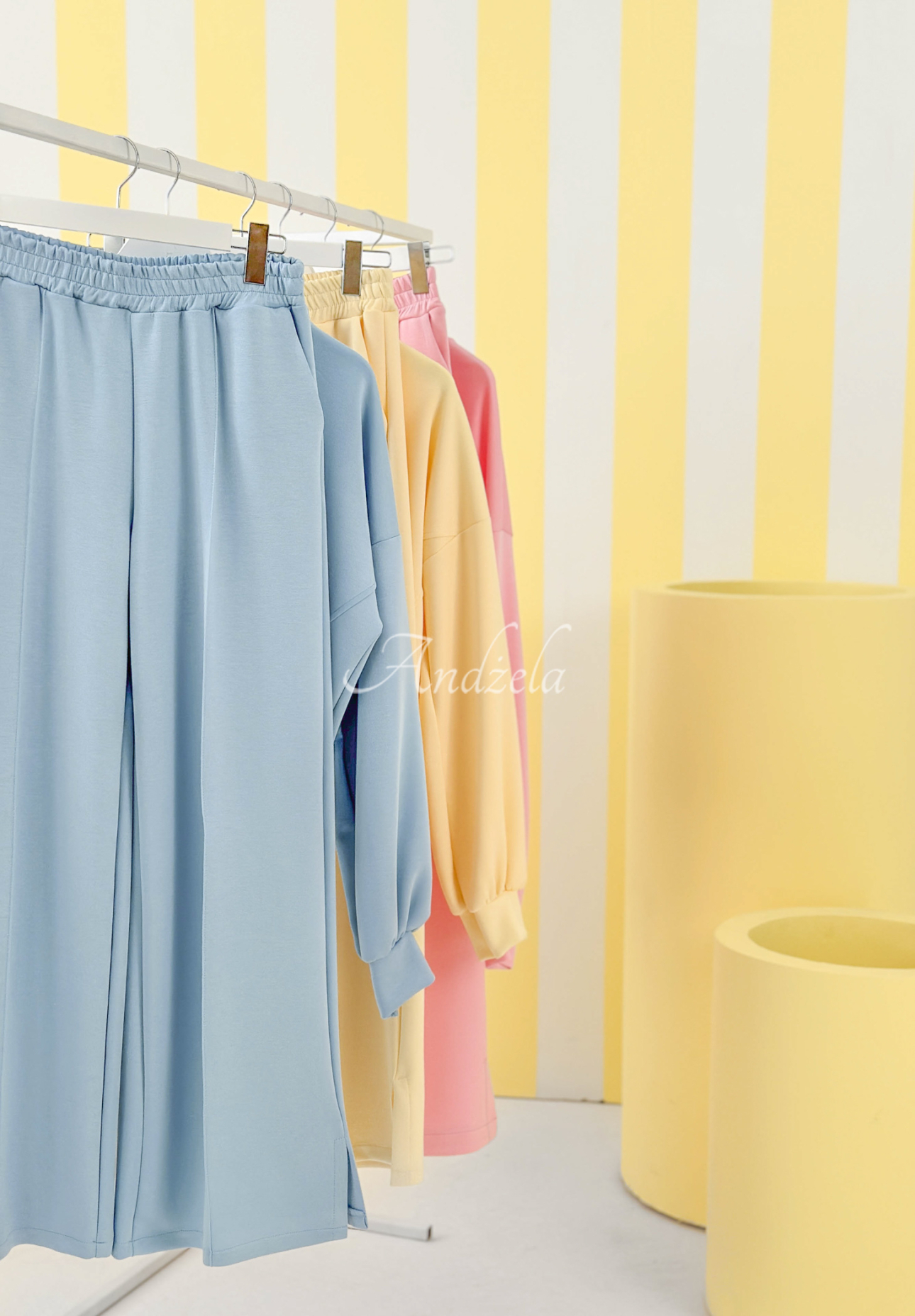 Full Of Motivation sky blue viscose tracksuit set