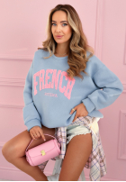 Ocieplana bluza z napisem French Riviera błękitna