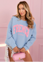Ocieplana bluza z napisem French Riviera błękitna