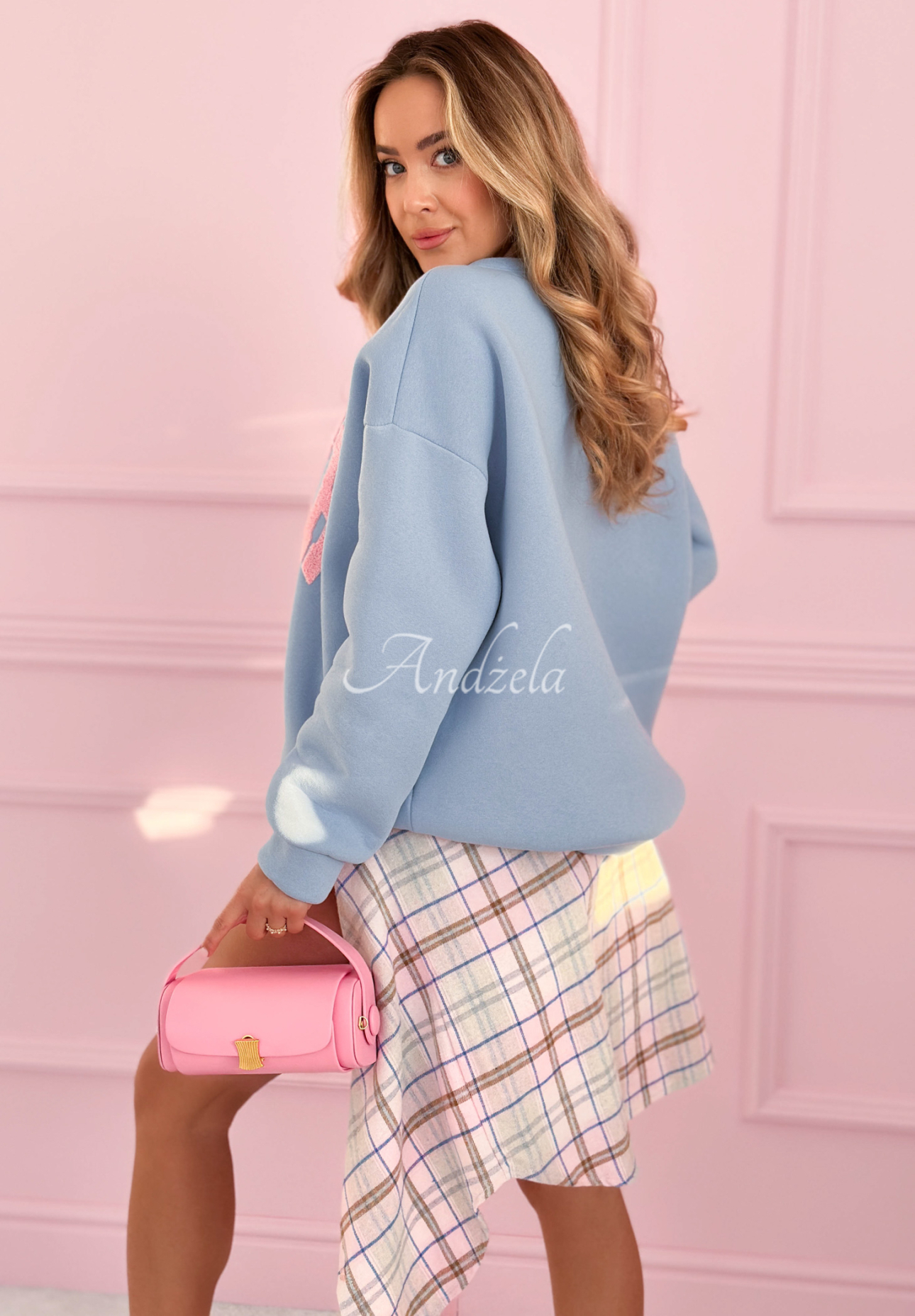 Cotton sweatshirt with French Riviera lettering, light blue