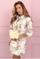 No Occasion Bouquet ecru floral denim mini dress