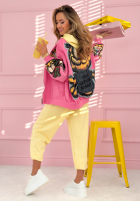 Kurtka bomberka z nadrukami The Red Cat różowa