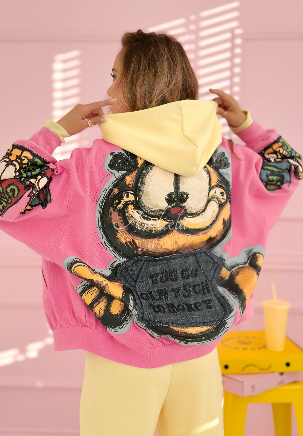 Bomber jacket with patches The Red Cat pink