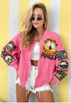 Kurtka bomberka z nadrukami The Red Cat różowa