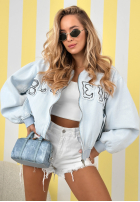 Kurtka bomberka z naszywkami The Rabbit Lady błękitna