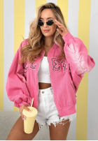 Kurtka bomberka z naszywkami The Rabbit Lady różowa