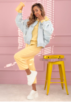 Kurtka bomberka z naszywkami The Rabbit Lady błękitna