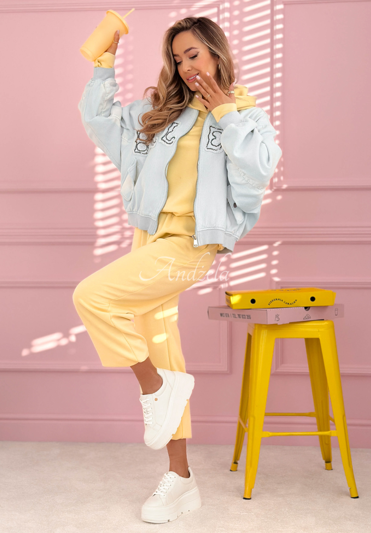 Bomber jacket with patches The Rabbit Lady blue