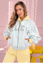 Kurtka bomberka z naszywkami The Rabbit Lady błękitna