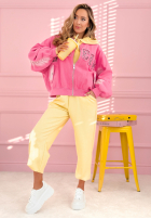 Kurtka bomberka z naszywkami The Rabbit Lady różowa