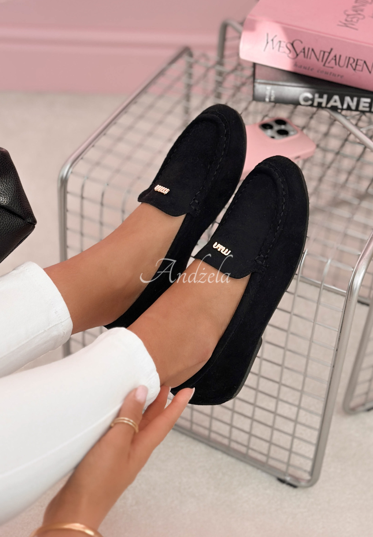 Smile Of Light black suede moccasins