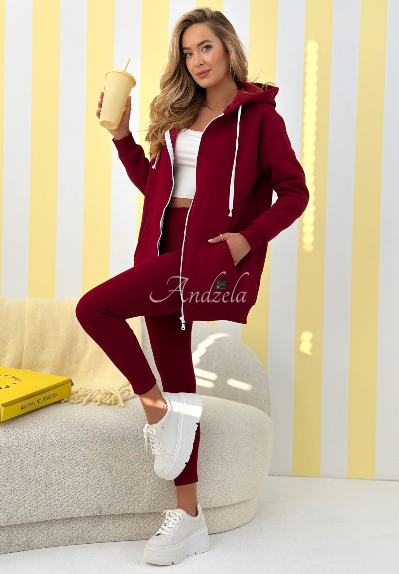 Siempre burgundy zip-up hoodie II