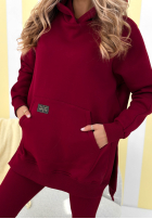 Bluza z kieszenią i kapturem Siempre burgundowa II