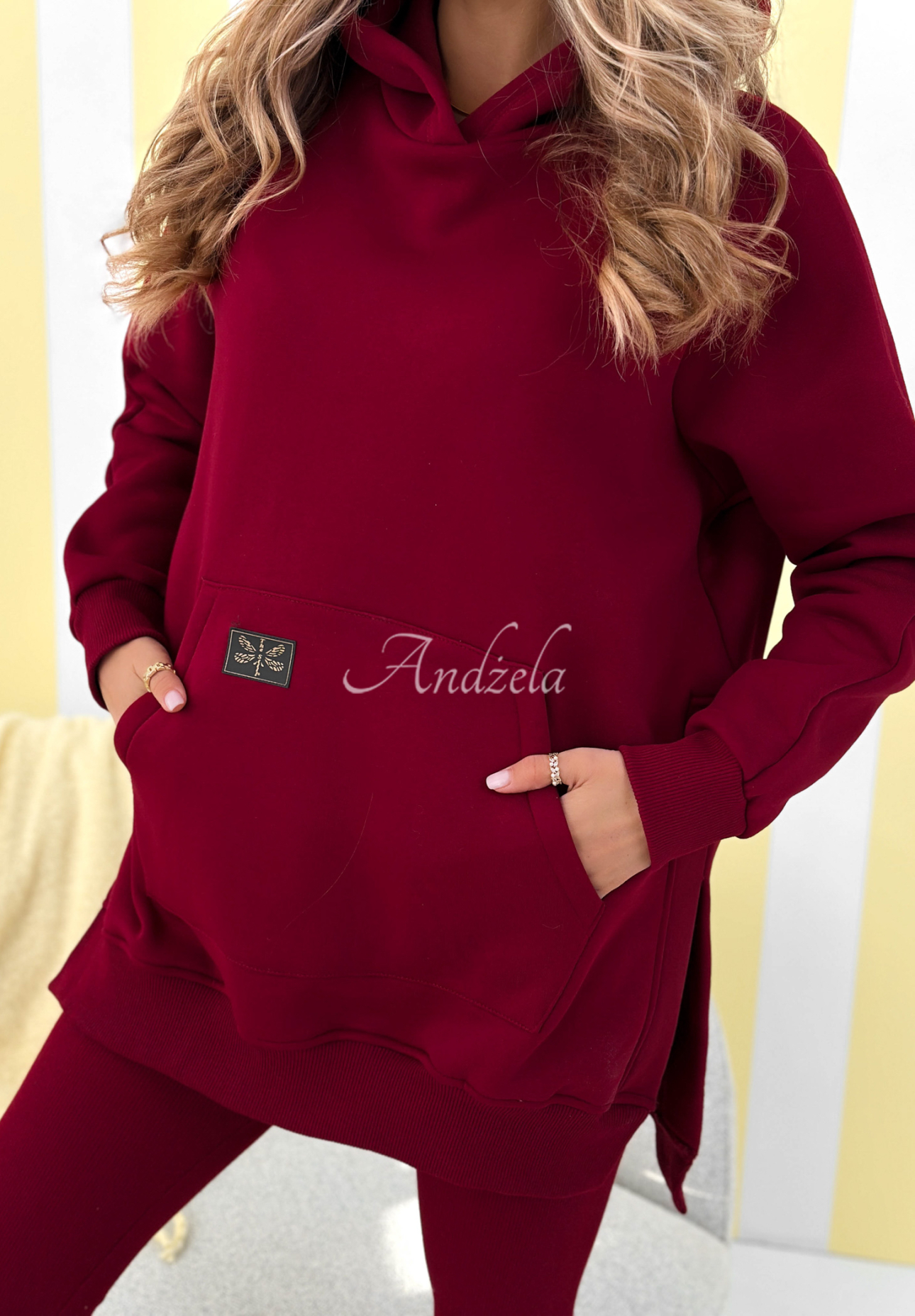 Siempre burgundy hoodie with pocket II