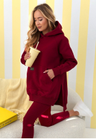 Bluza z kieszenią i kapturem Siempre burgundowa II