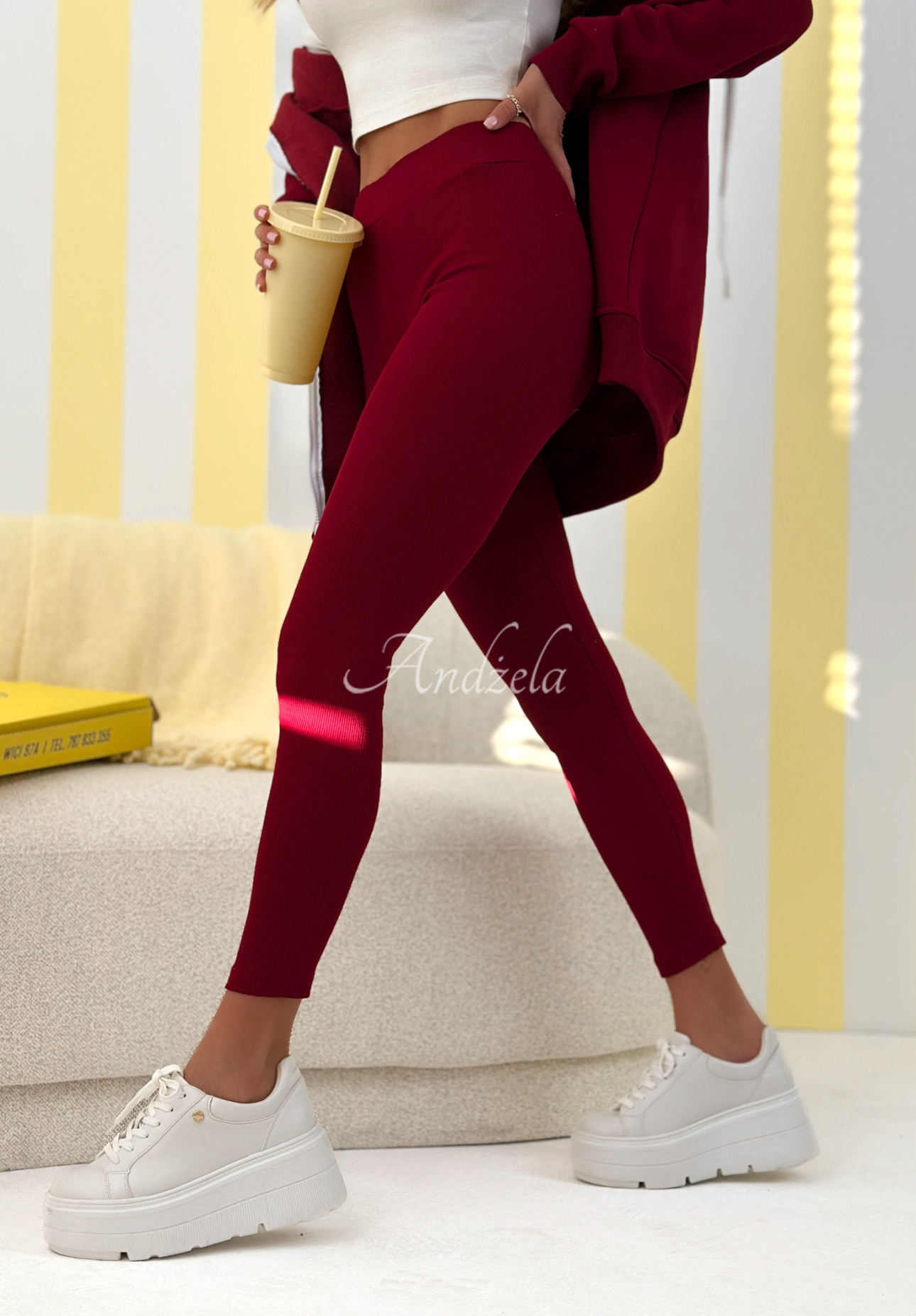 Siempre burgundy II ribbed leggings