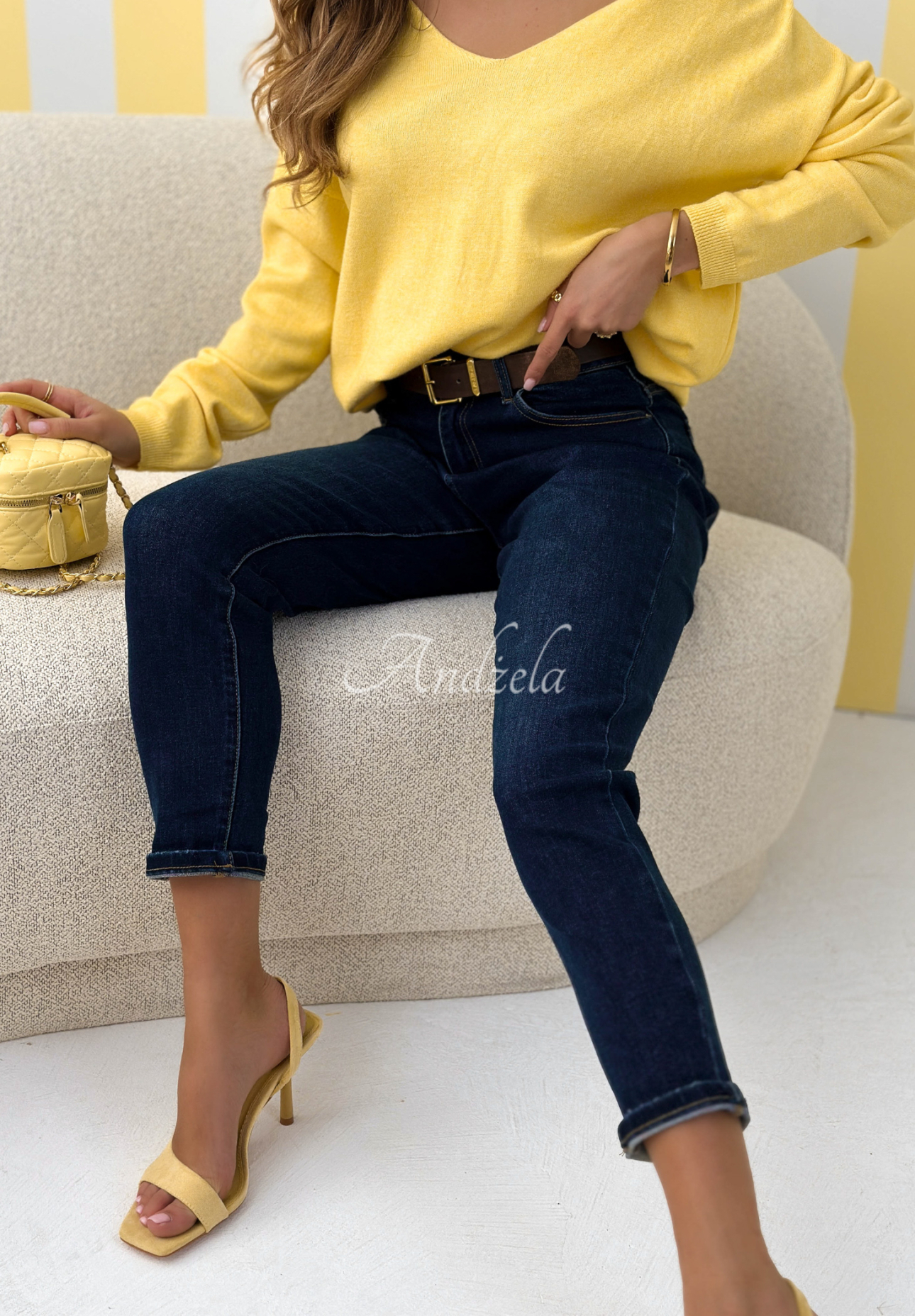 Spodnie jeansowe skinny Strive For More granatowe