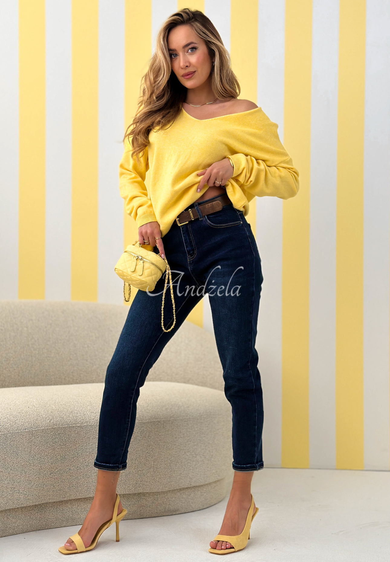 Spodnie jeansowe skinny Strive For More granatowe