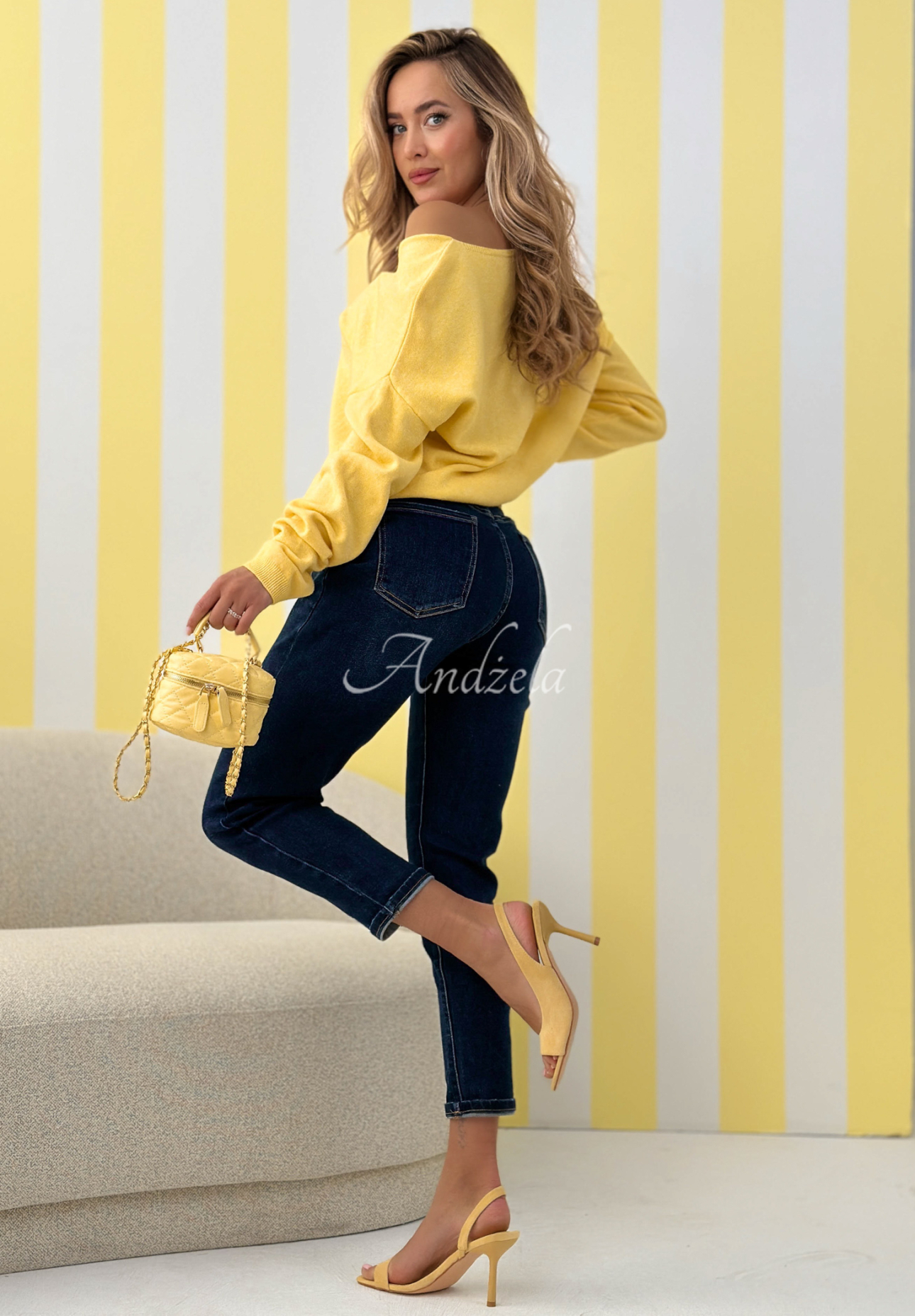 Spodnie jeansowe skinny Strive For More granatowe