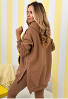 Bluza z kieszenią i kapturem Siempre camelowa