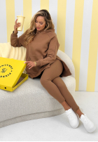 Bluza z kieszenią i kapturem Siempre camelowa