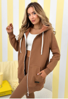 Rozpinana bluza z kapturem Siempre camelowa
