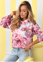 Kwiecista bluza z kapturem Freshly Cut Flowers różowa