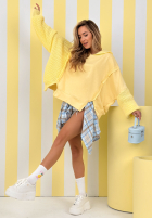 Bluza z dzianinowym kapturem i rękawami Think About It beżowa