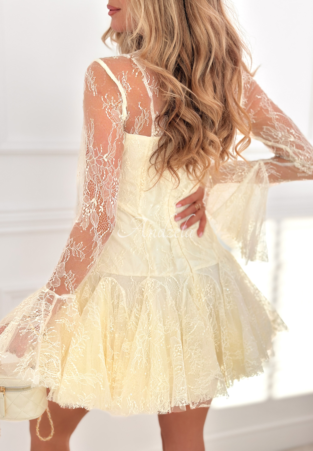 Like A Fairy ecru flared lace dress