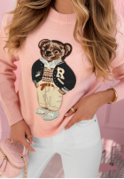 Sweter z misiem Bear Ronnie pudrowy róż