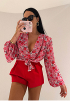 Krótkie spodenki z zakładkami La Milla Camilla czerwone