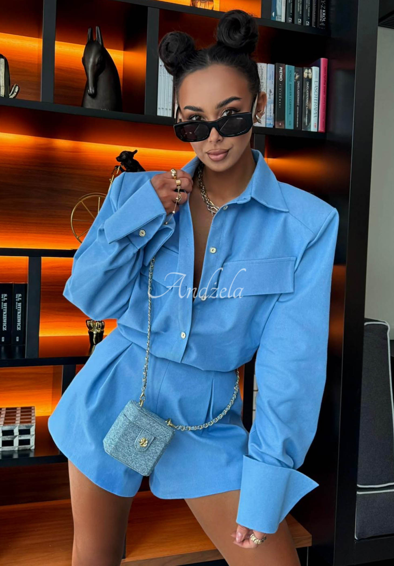 Wiskozowe jeansowe krótkie spodenki La Milla Off Today niebieskie