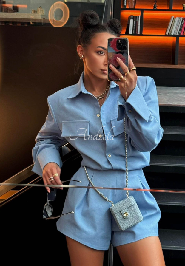 La Milla Off Today blue viscose denim shorts