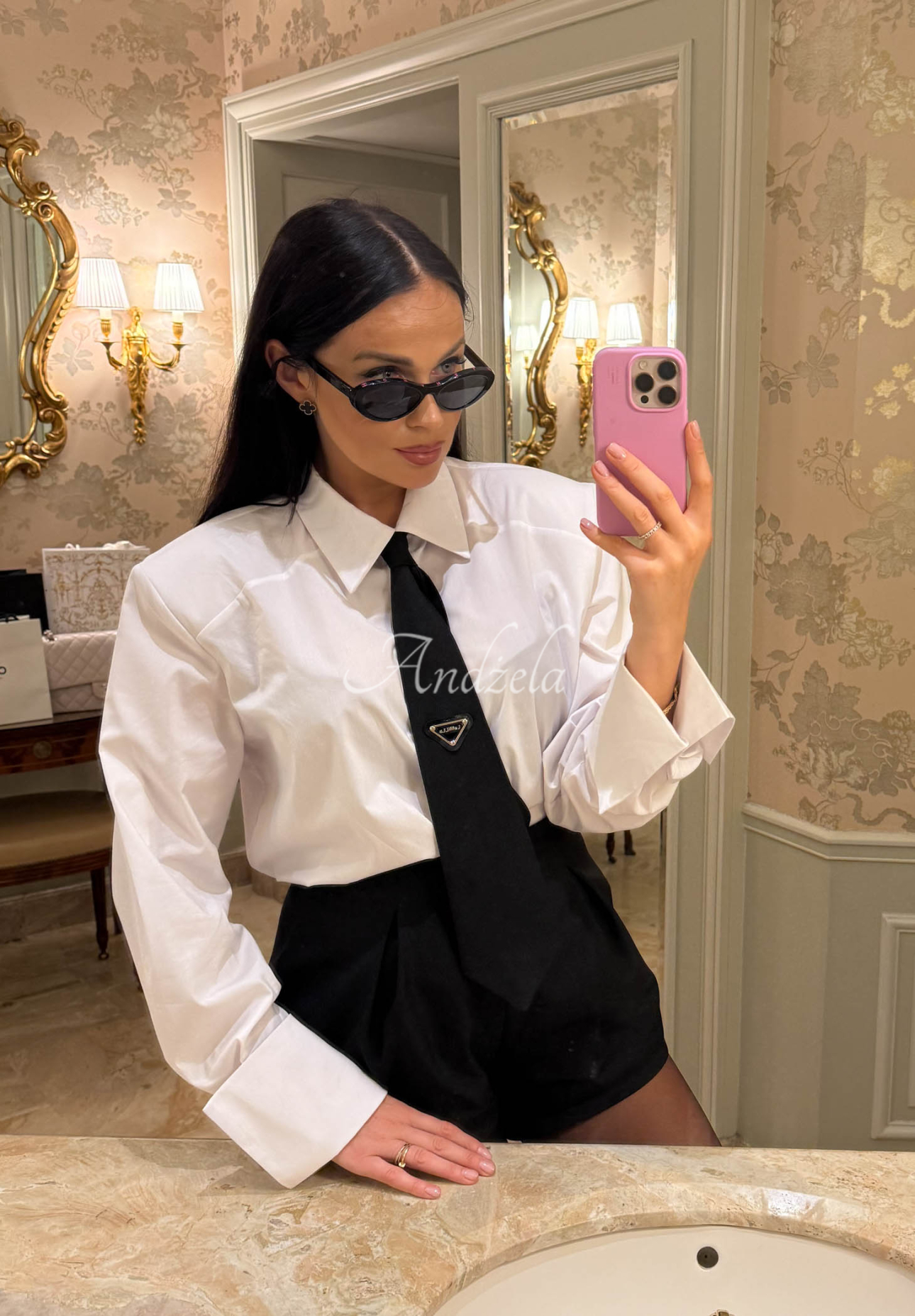 La Milla Kendall white cotton shirt with tie